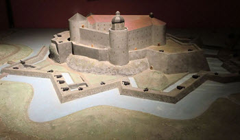 Modell av fästningen på 1650 talet.