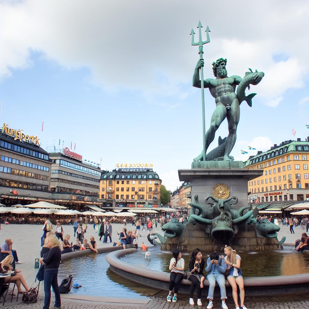Besök Kungsportsplatsen och Poseidonstatyn